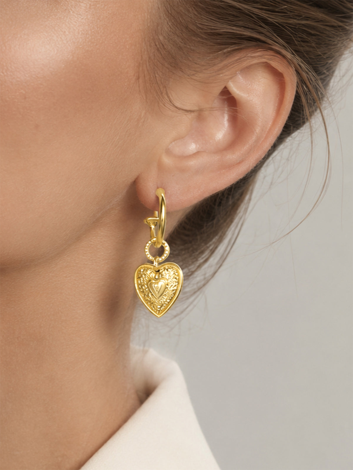 Heart Pendant Hoop Earrings for Women, Elegant Jewelry Gift