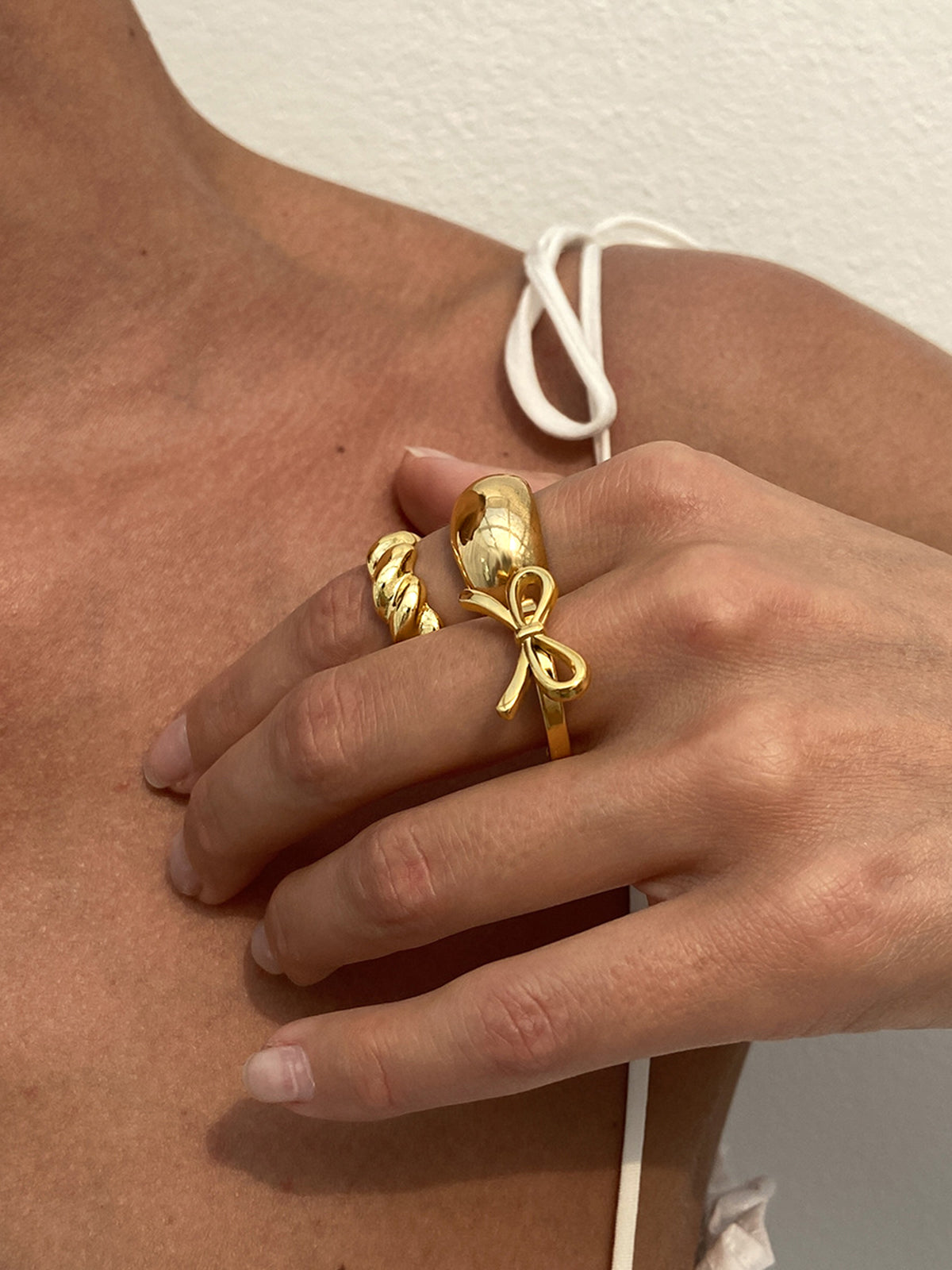 3pcs Bow Twist Chunky Statement Ring Set Fashion Jewelry Accessory