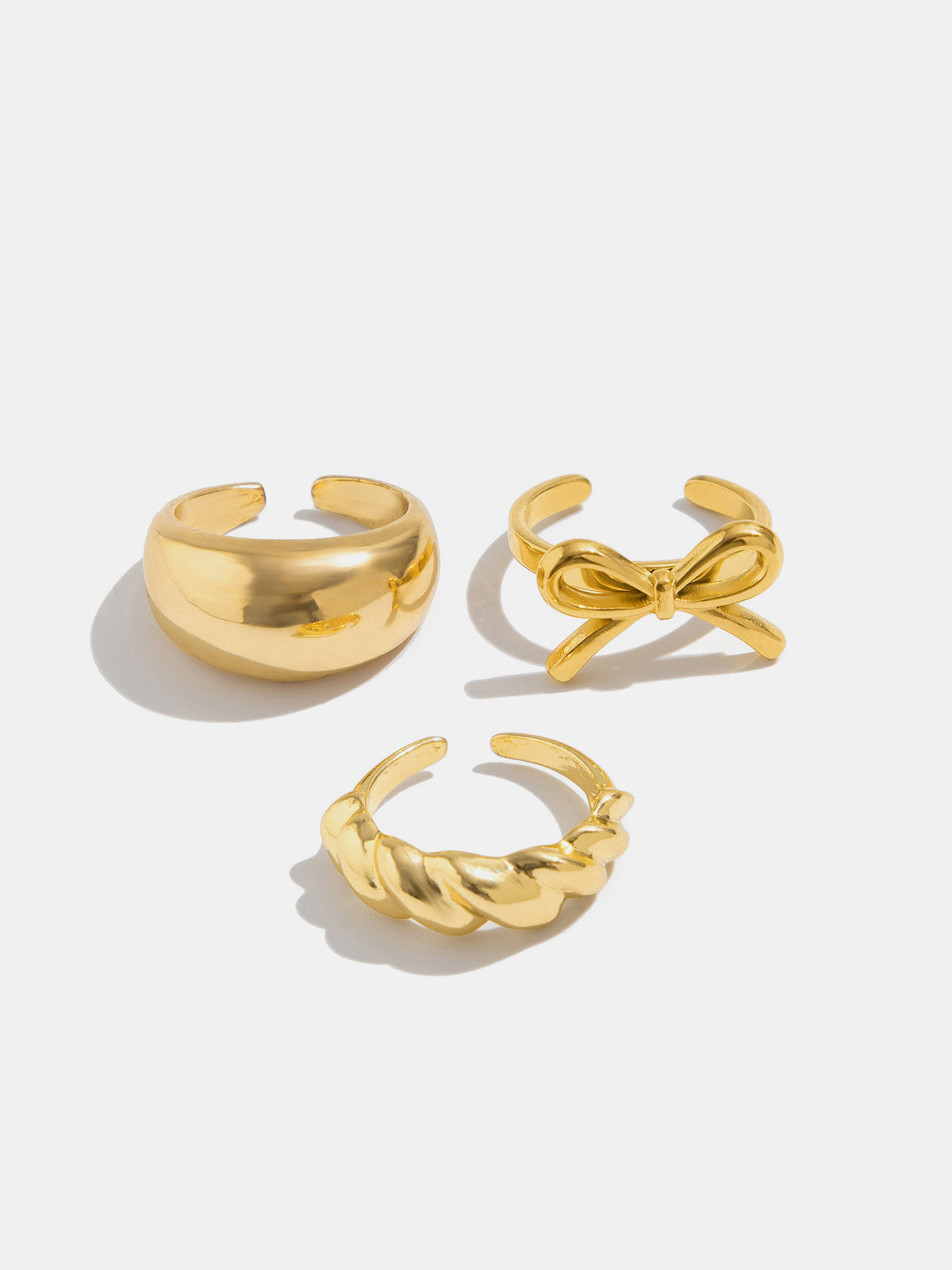 3pcs Bow Twist Chunky Statement Ring Set Fashion Jewelry Accessory