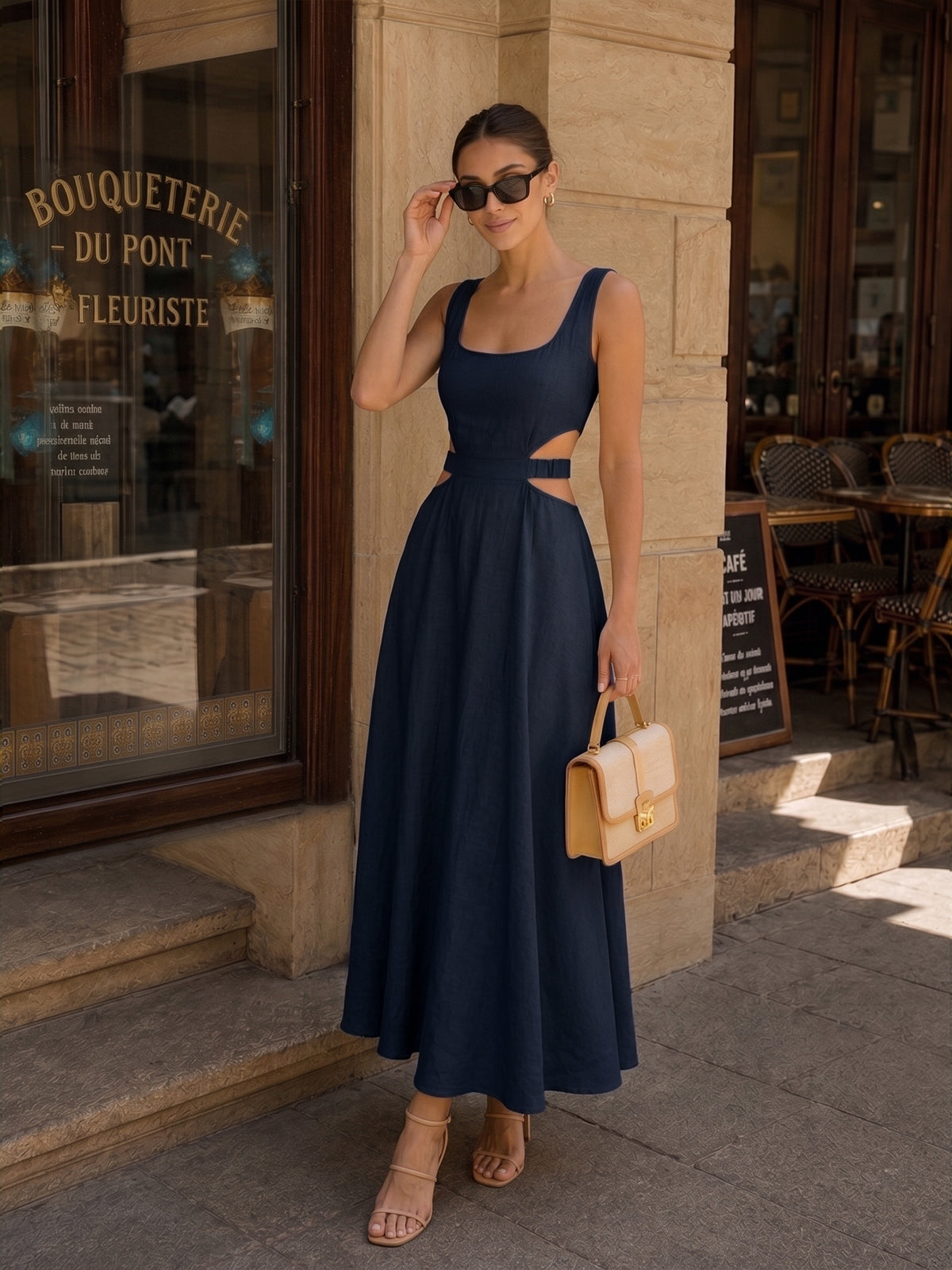 Cotton Linen Cutout Maxi Dress Lightweight Summer Style