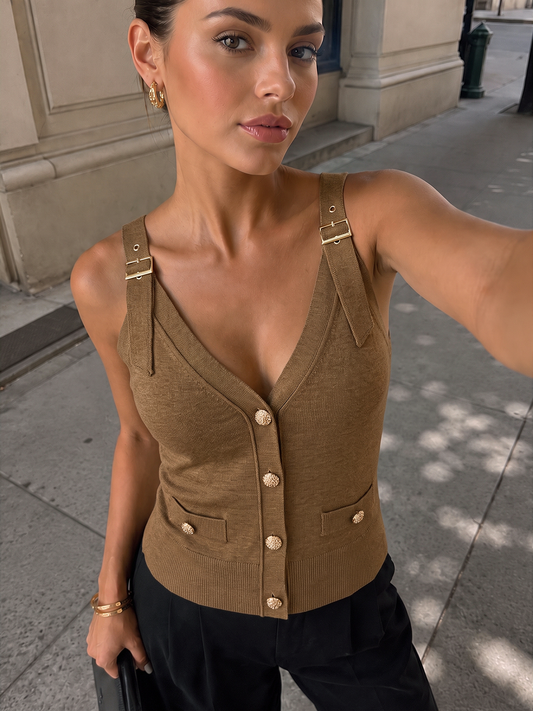 Adjustable Strap Knit Tank Top for Women Summer Essential