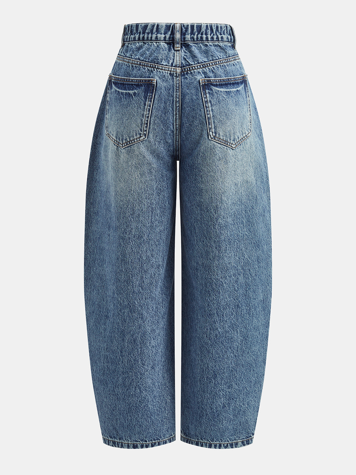 Diagonal Button High Waist Barrel Jeans Women's Casual Trendy Denim