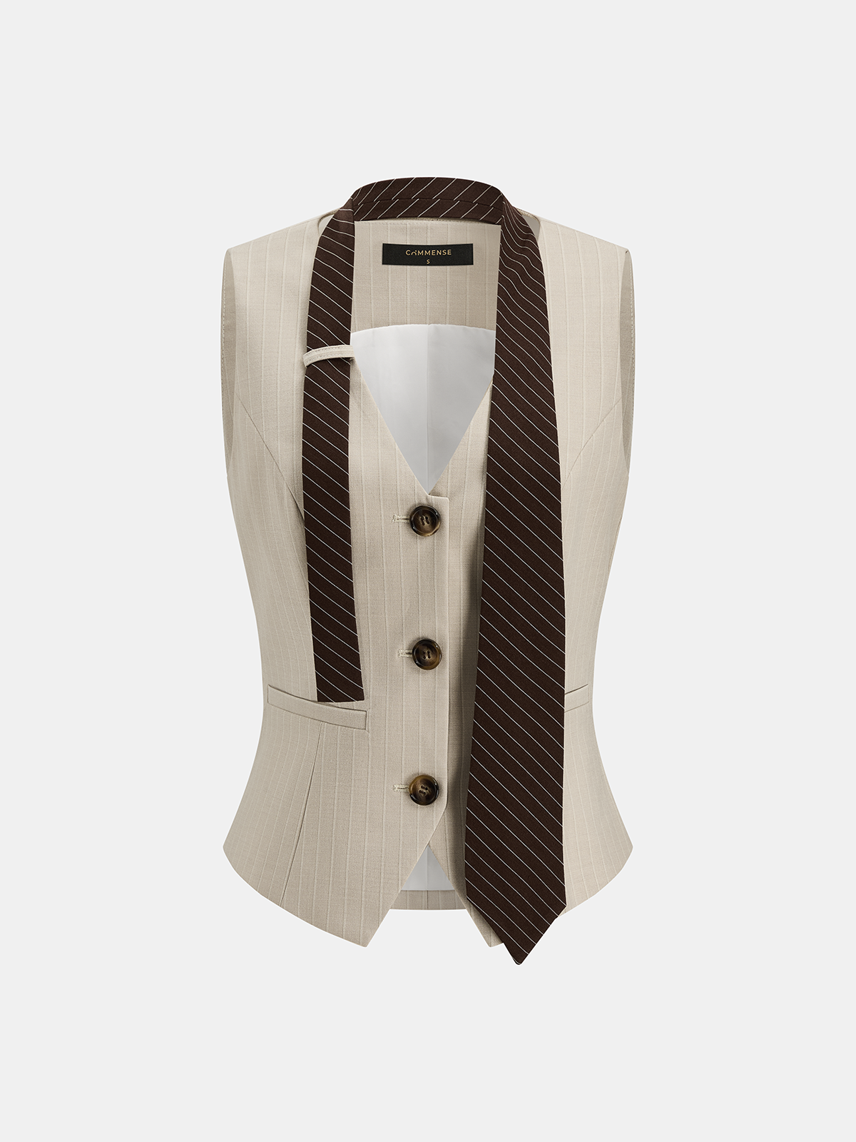 Buckle Back Pinstripe Vest With Tie for Formal Occasions