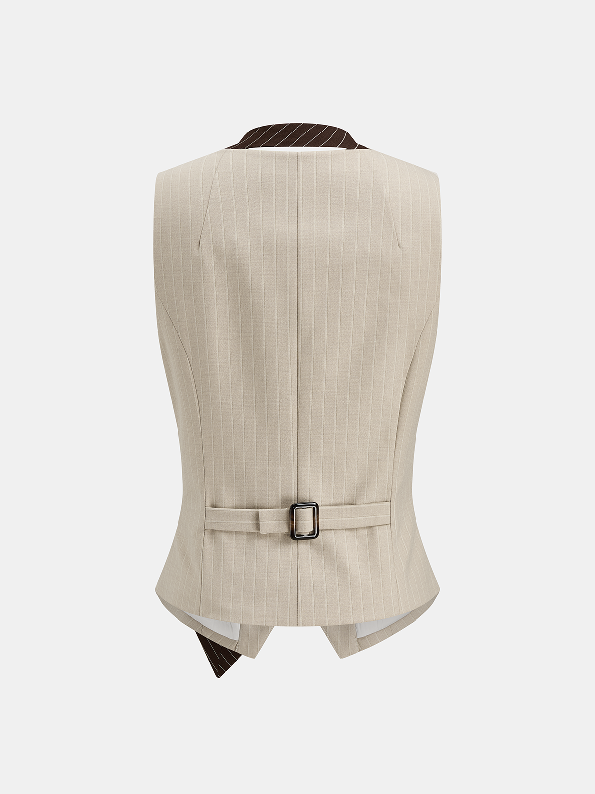 Buckle Back Pinstripe Vest With Tie for Formal Occasions