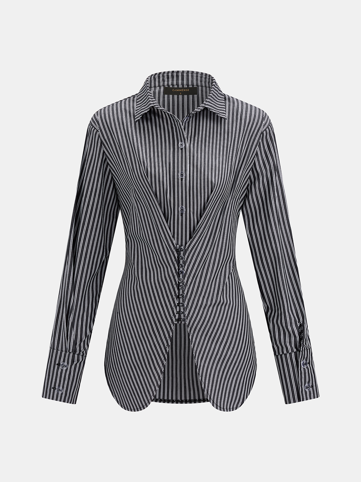 Striped Tie-Back Cotton Long Sleeve Shirt for Women Casual Fit