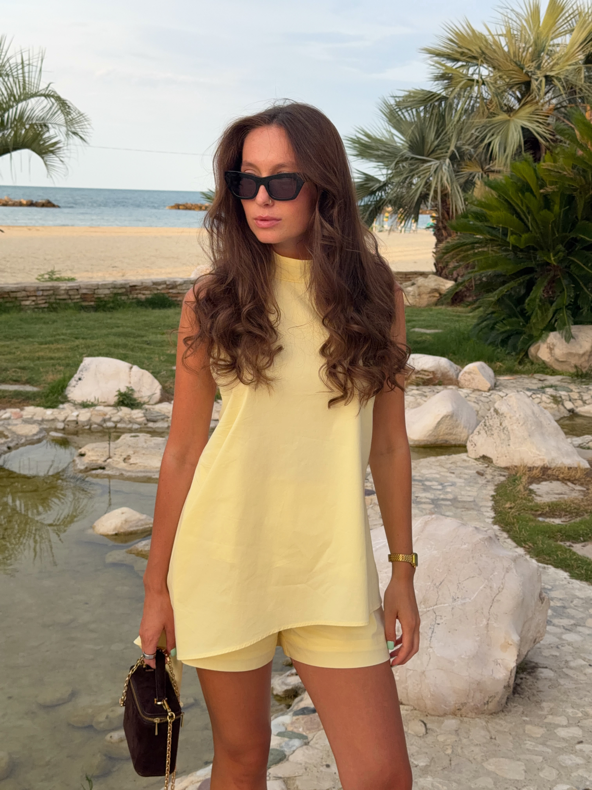 Button Asymmetrical Backless Shorts Set for Women Summer Casual Wear