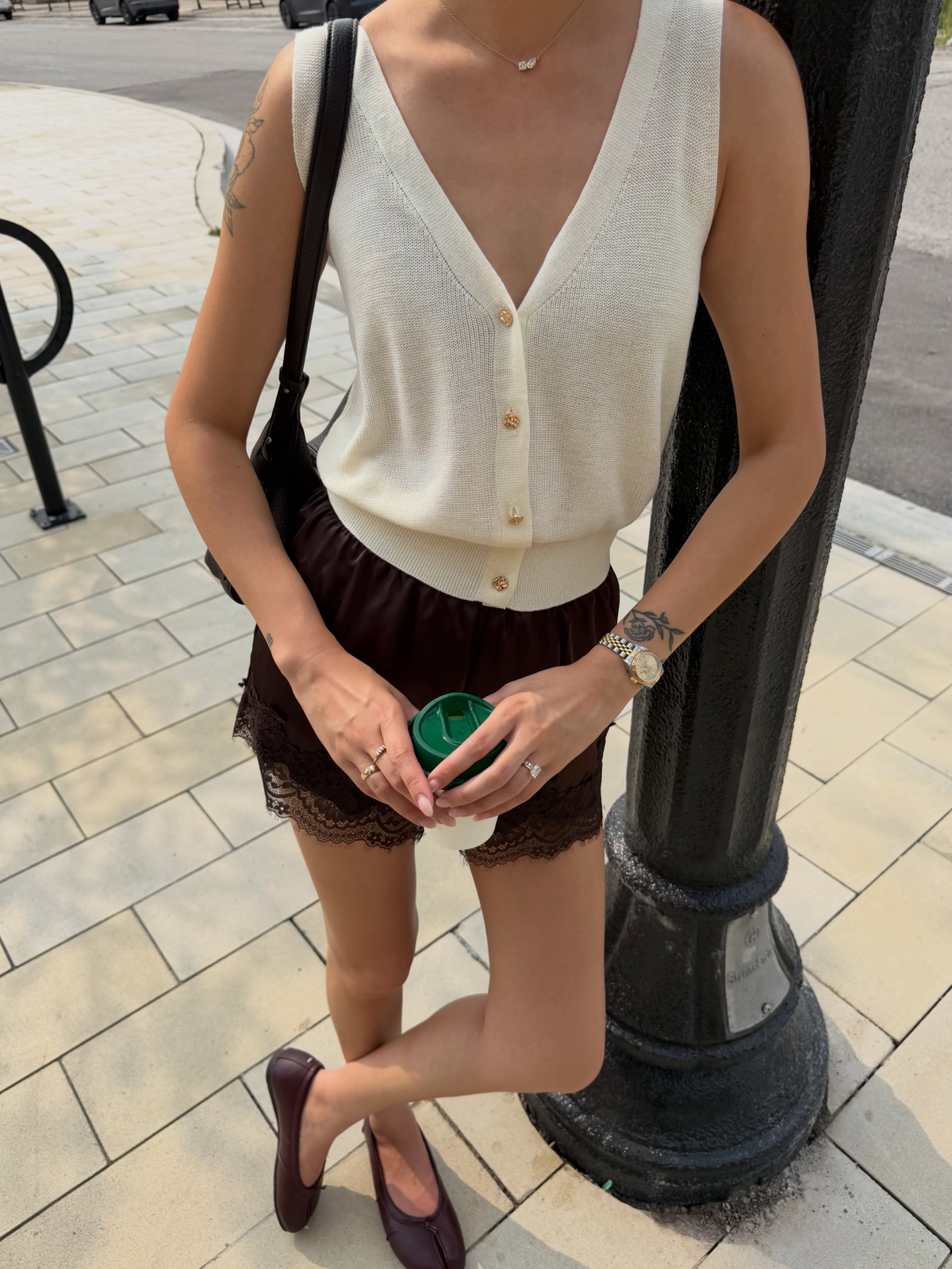 V-Neck Button Knitted Tank Top for Women Casual Summer