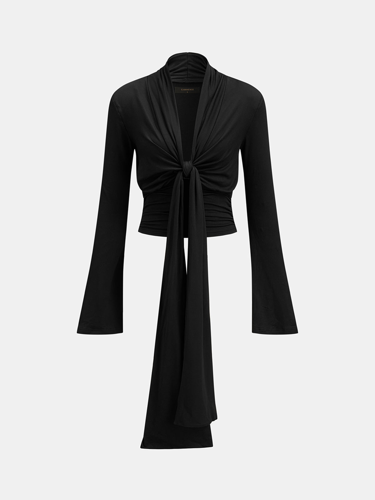Front Knot Draped Flare Sleeve Top for Women Casual Wear