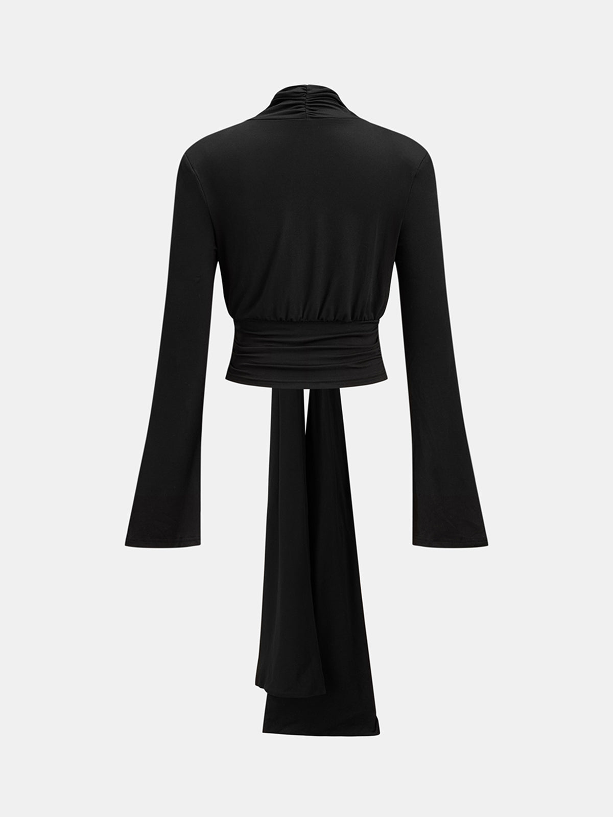Front Knot Draped Flare Sleeve Top for Women Casual Wear