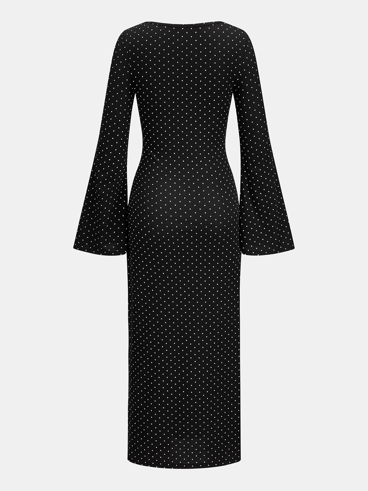 Flare Sleeve Polka Dot Midi Dress Trendy and Vintage Style