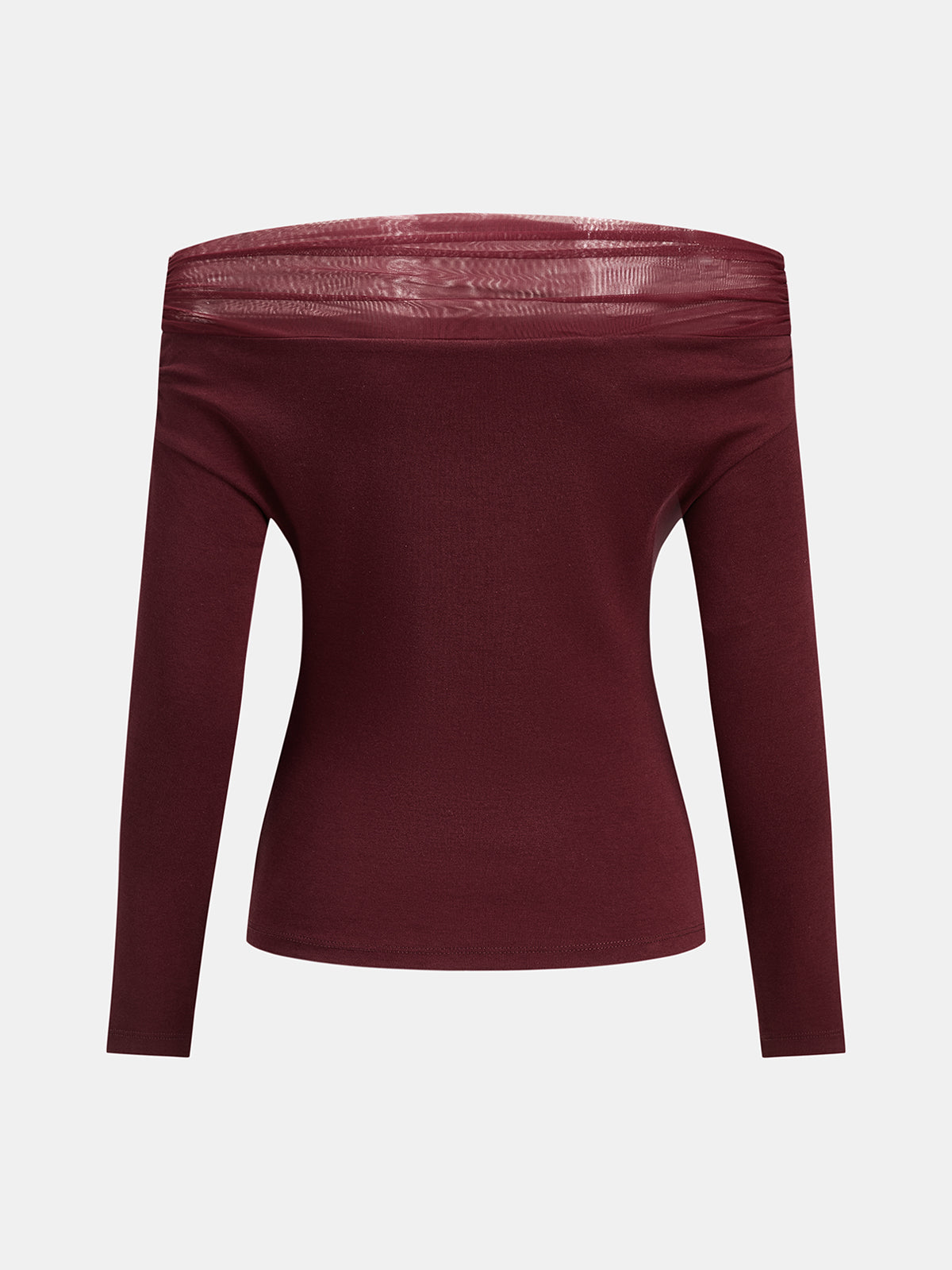 Mesh Spliced Off-Shoulder Fitted Blouse Elegant Women's Top for Evening Wear
