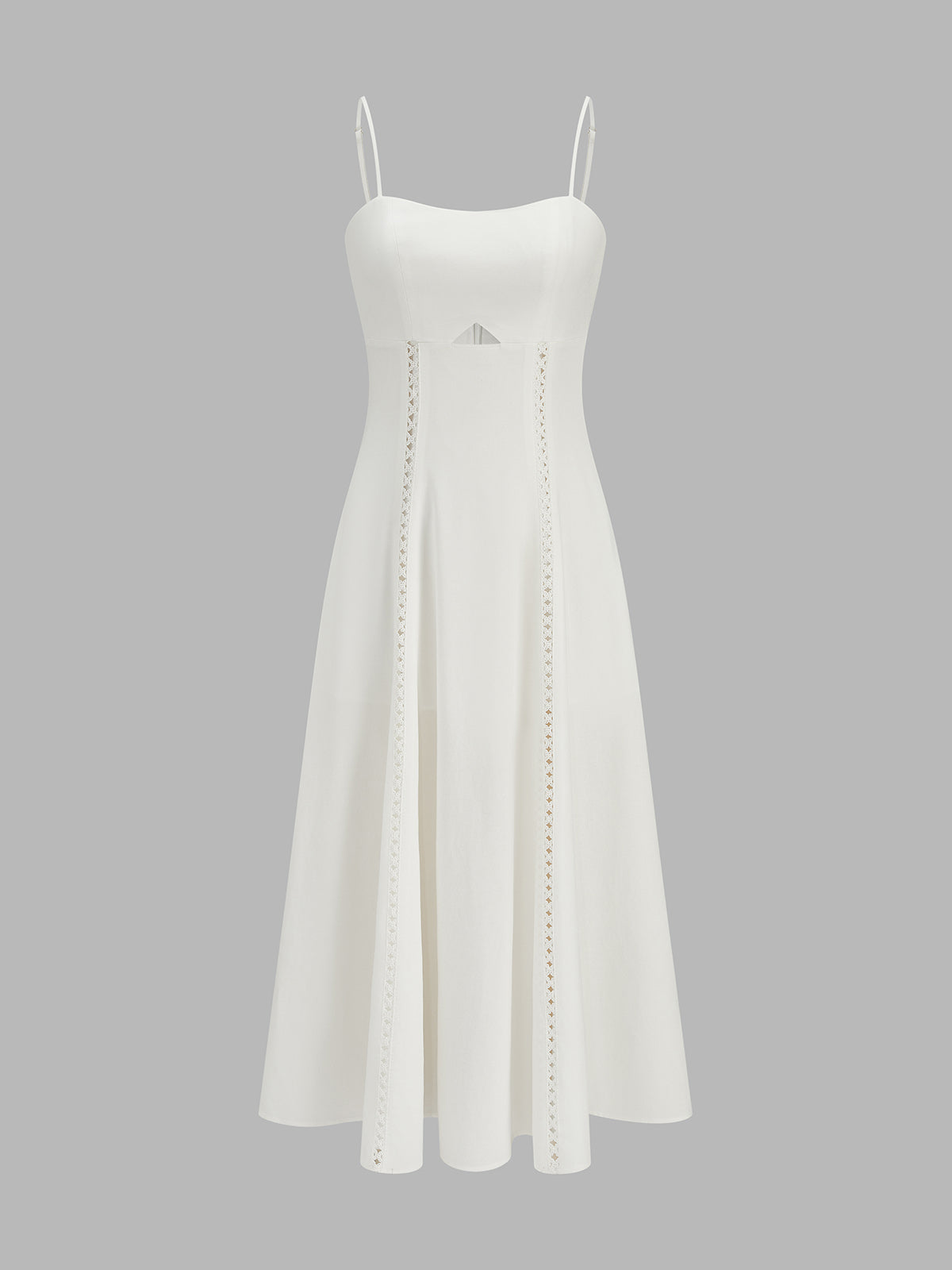 Front Cutout Eyelet Lace Slip Maxi Dress for Women, Elegant Long Summer Gown