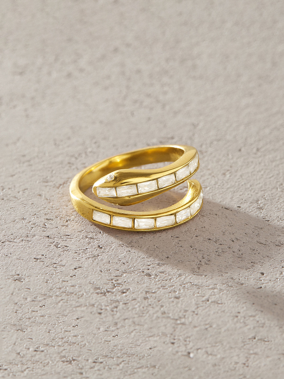 Snake Shape Open Zircon Ring, Elegant Adjustable Unisex Jewelry Piece