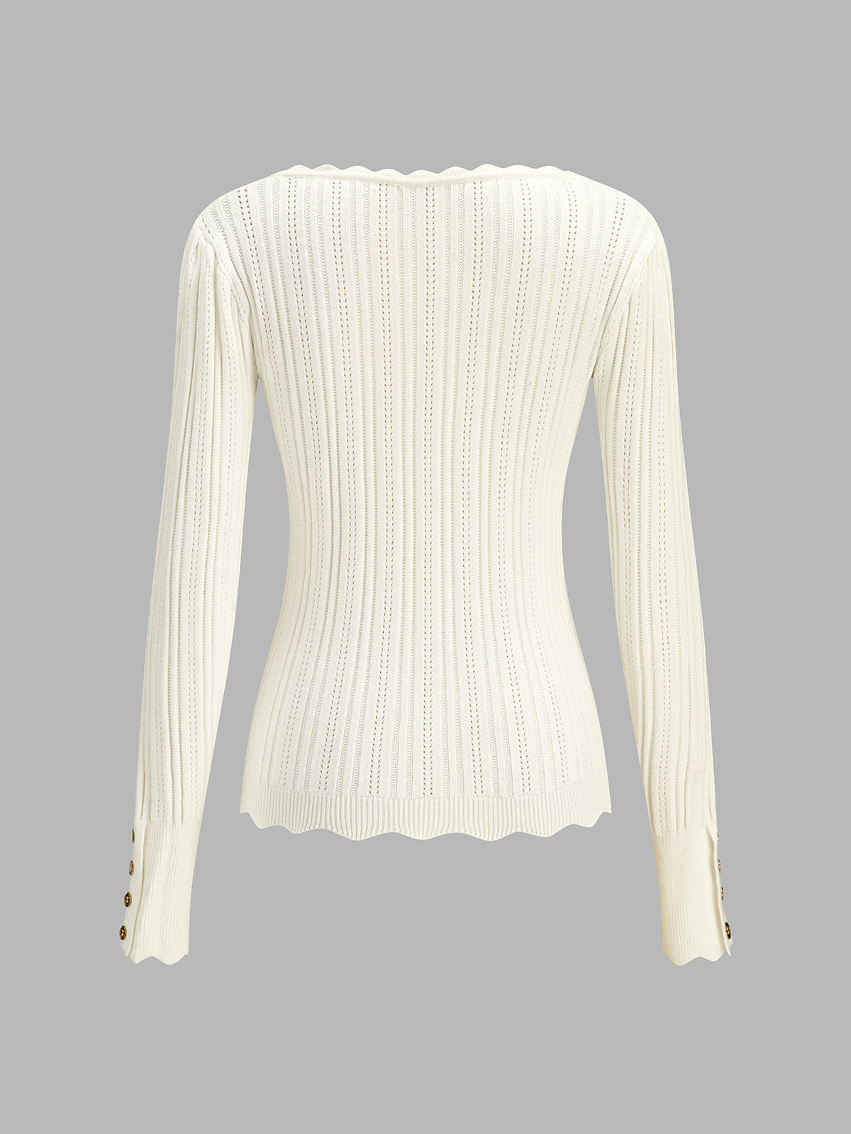 Scallop Trim Hollow Knit Top | Lightweight Casual Summer Wear