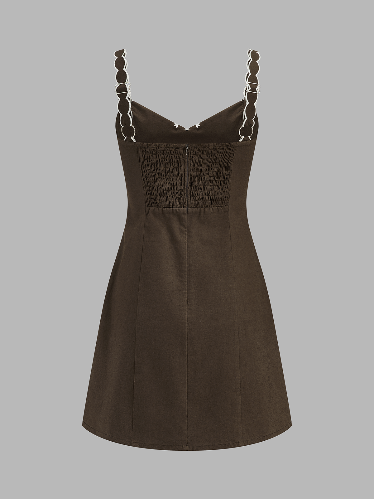 Embroidered Cotton Linen Cami Mini Dress with Adjustable Straps