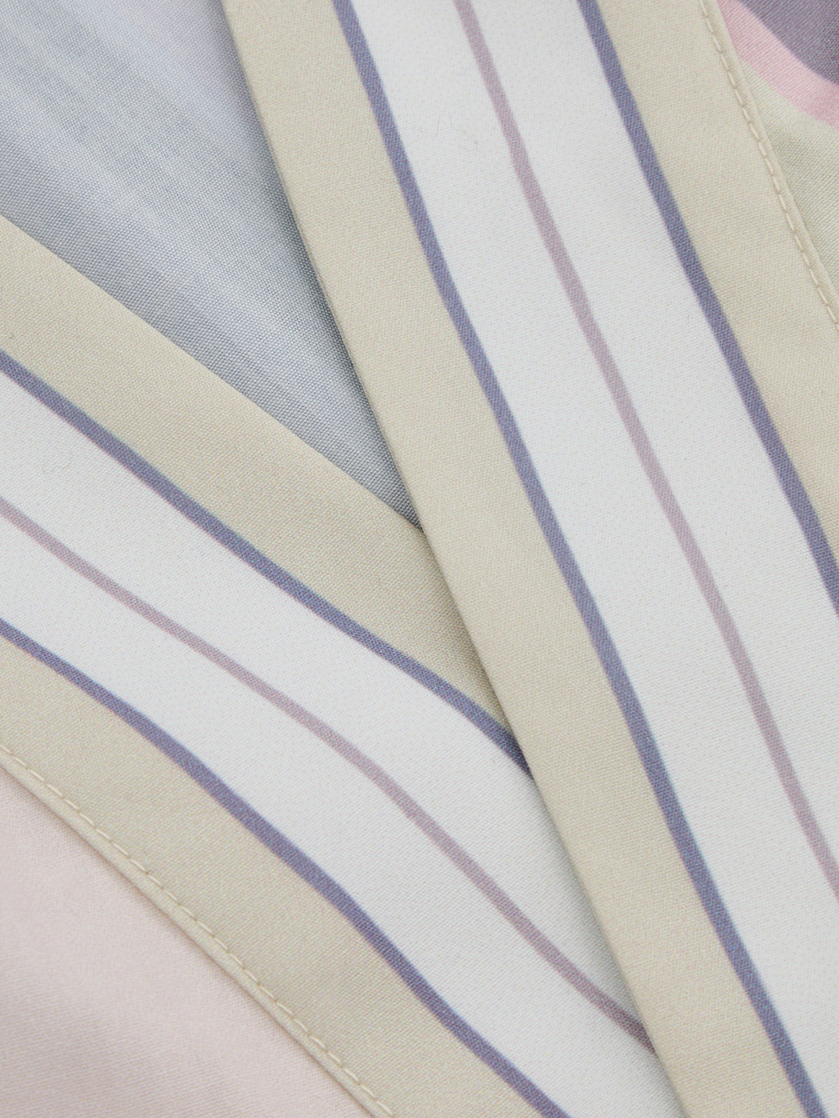 Color Block Stripe Wrap Tie-Waist Blouse with V-Neck and Long Sleeves
