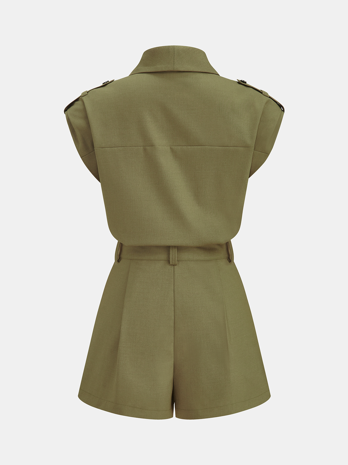 Belted Sleeveless Short Jumpsuit for Women Summer Casual