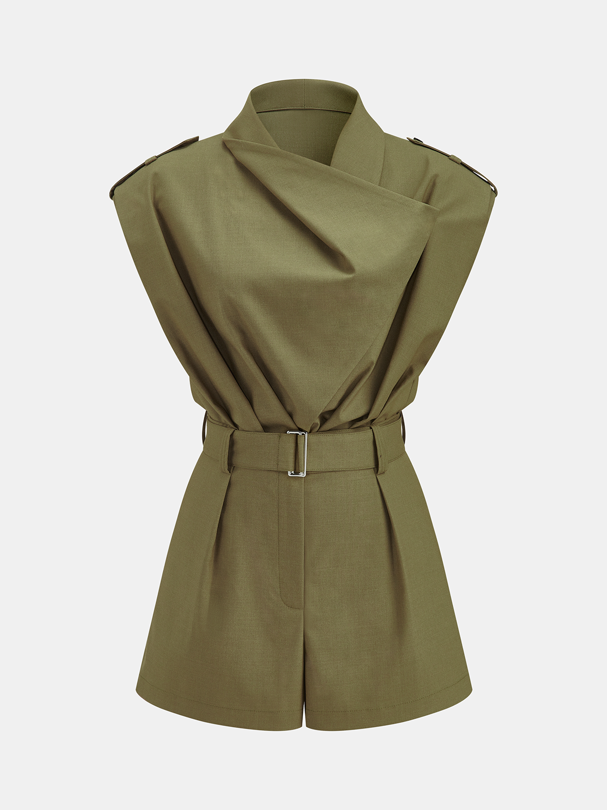 Belted Sleeveless Short Jumpsuit for Women Summer Casual