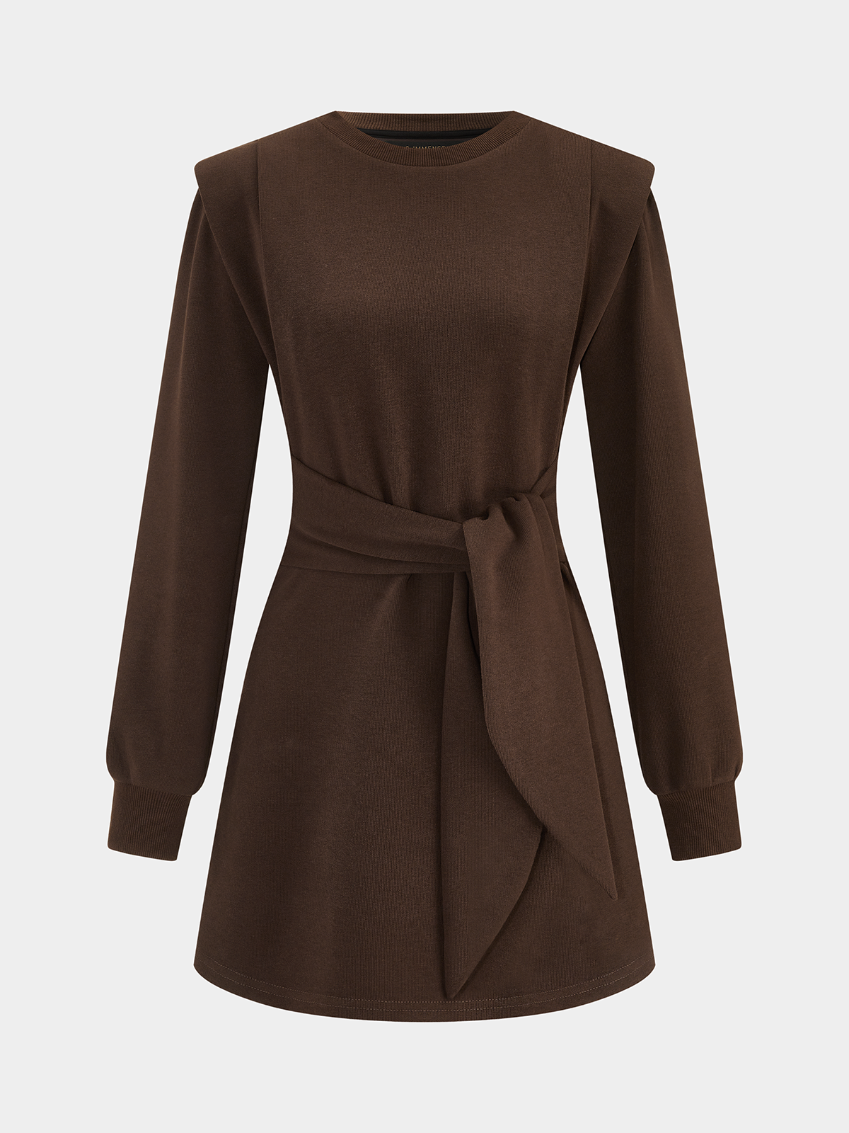 Tie Waist Long Sleeve Mini Dress with Flattering Fit Closure