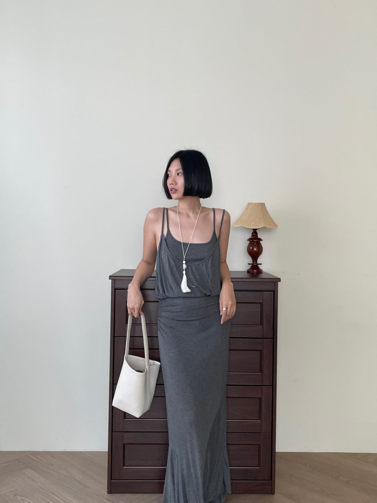 Ruched Asymmetric Cami Maxi Dress For Summer Events