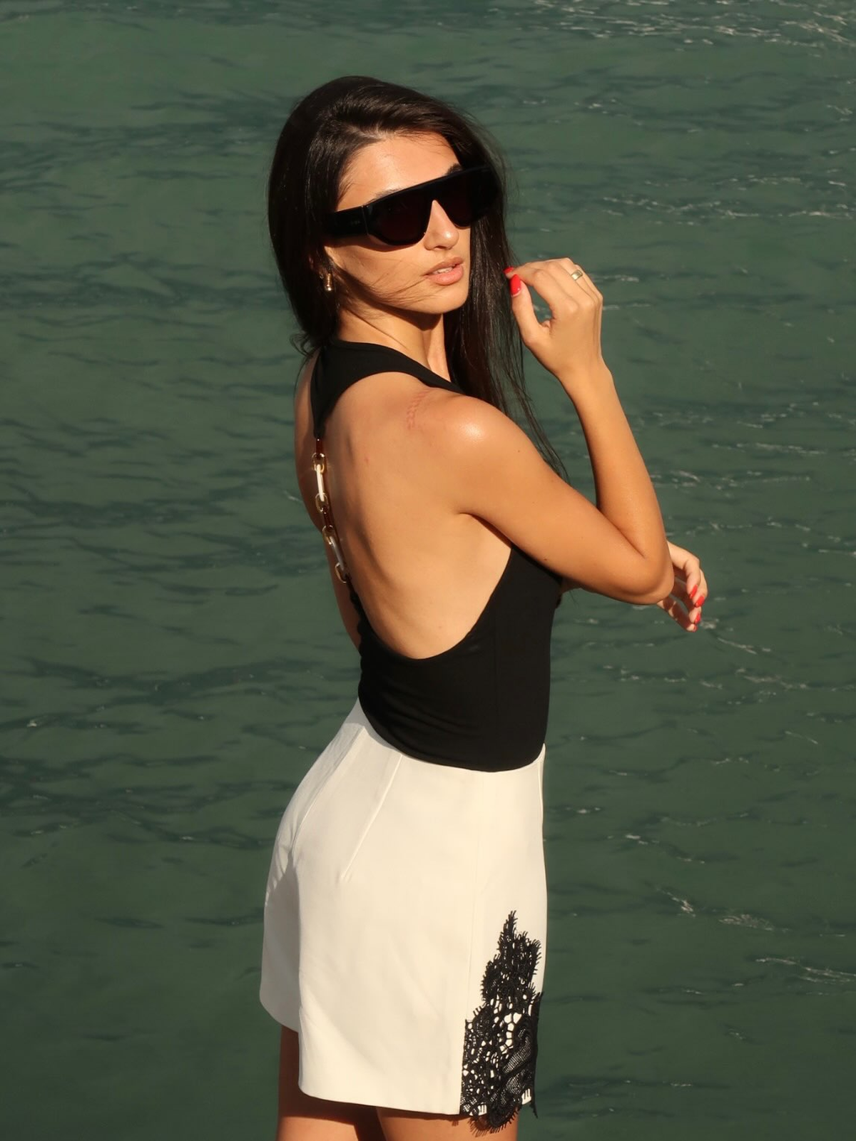 Chain Decor Backless Tank Top Versatile Summer Essential Women's Wear