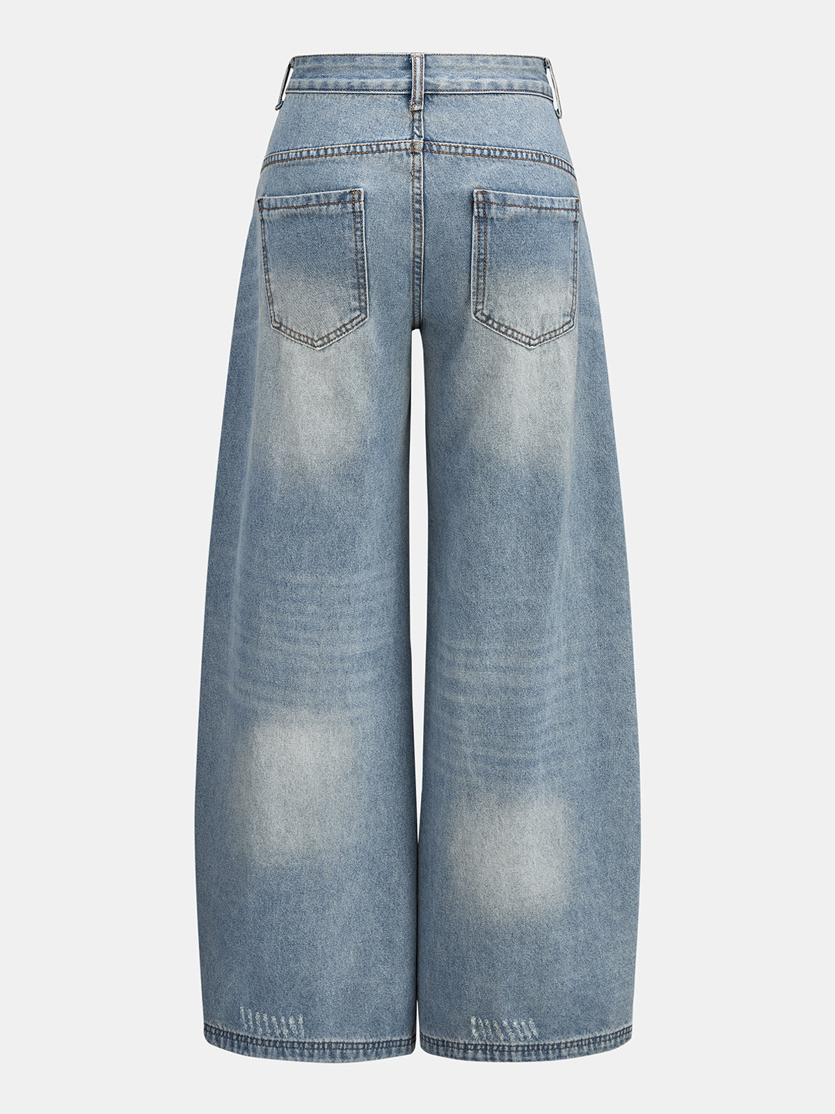Heart Embellished High-Waist Wide Leg Denim Pants for Women