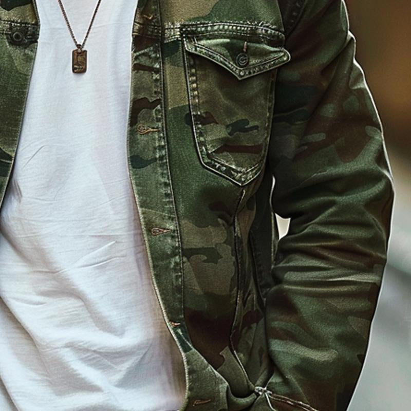 Camouflage | Men’s Retro Canvas Lapel Jacket