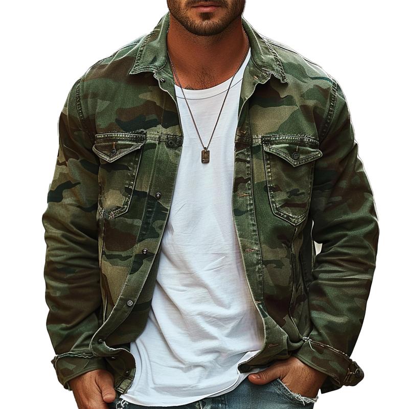 Camouflage | Men’s Retro Canvas Lapel Jacket