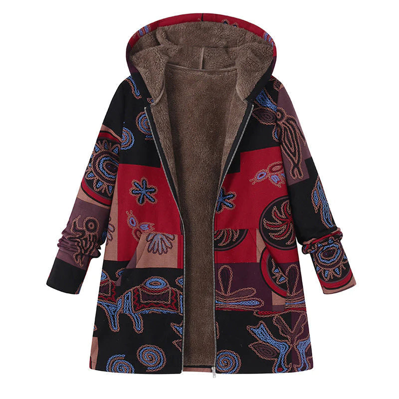 Casandra | Women’s Winter Floral Coat with Hood