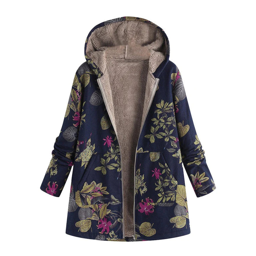 Casandra | Women’s Winter Floral Coat with Hood