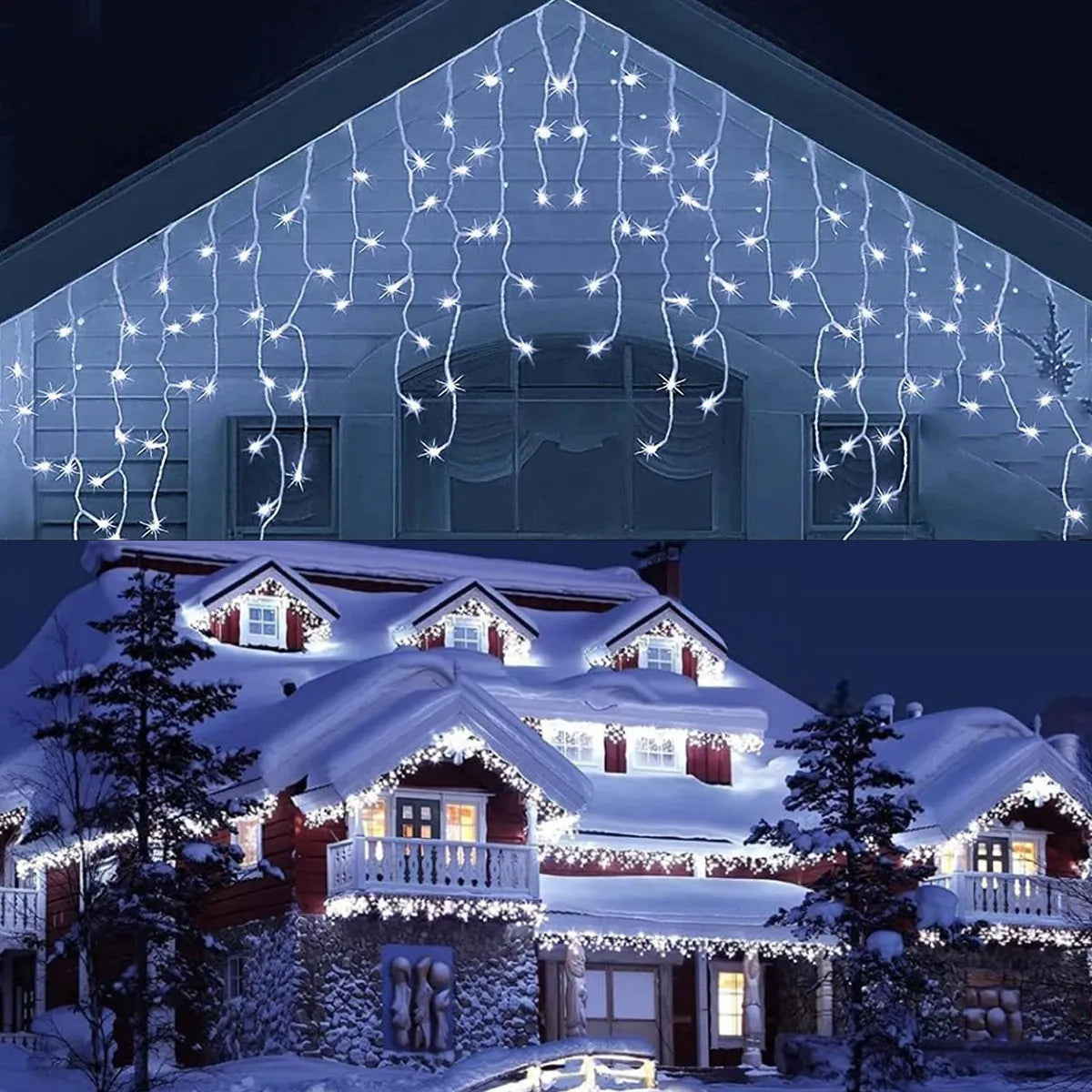Koadclo | Twinkling Icicle String LED Lights - Warm White & Cool White, Extendable for Indoor & Outdoor Holiday Decor
