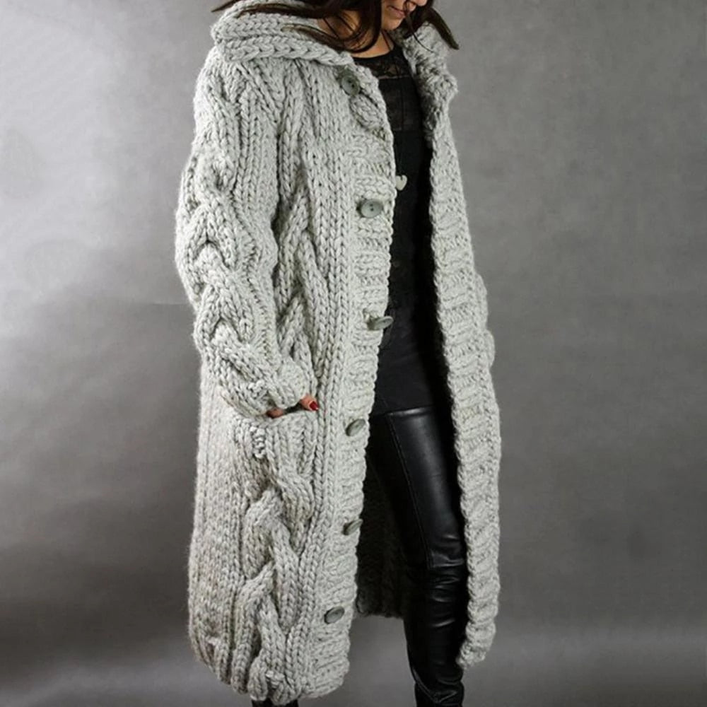 Dayanara | Women’s Oversized Cable Knit Button Cardigan