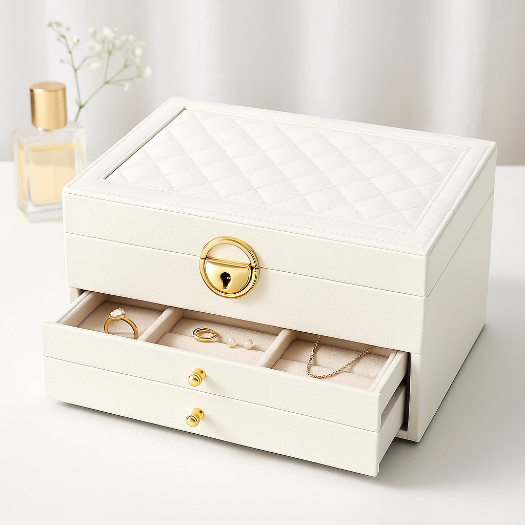 koadclo | Jewelry Box - Leather Drawer Storage Organizer