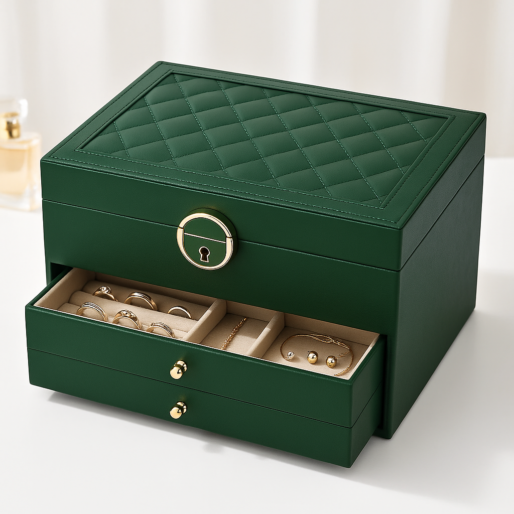 koadclo | Jewelry Box - Leather Drawer Storage Organizer