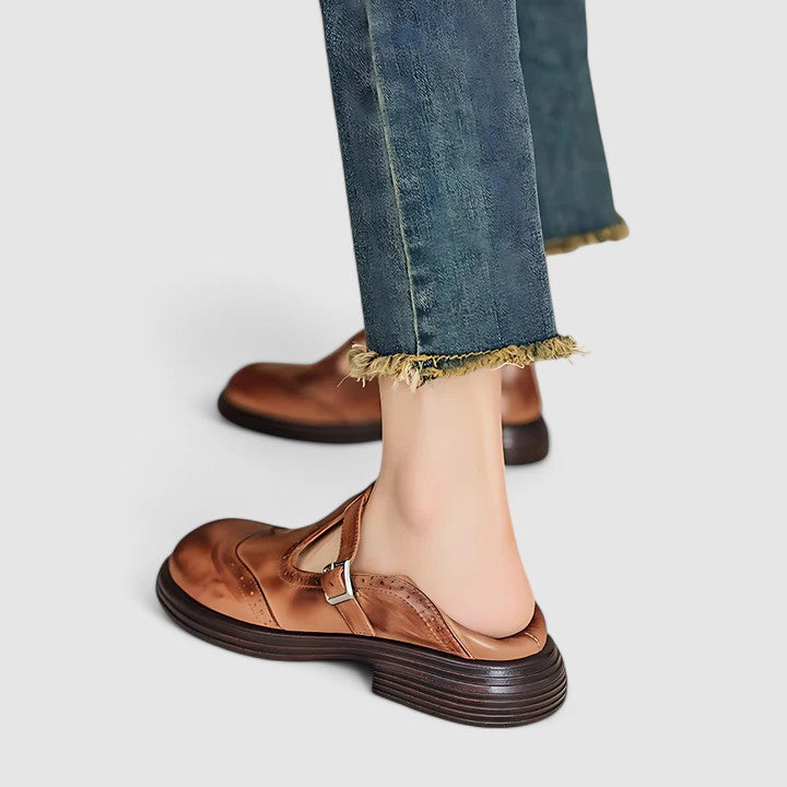 Emiliana | Women’s Classic Leather T-Strap Shoes