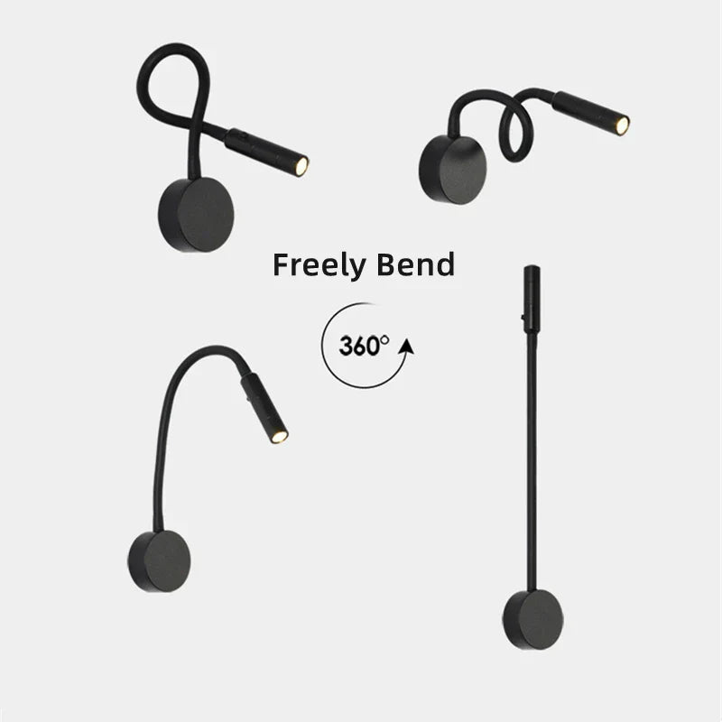 Koadclo | Modern Flexible LED Reading Wall Lamp with Switch - 1W/3W