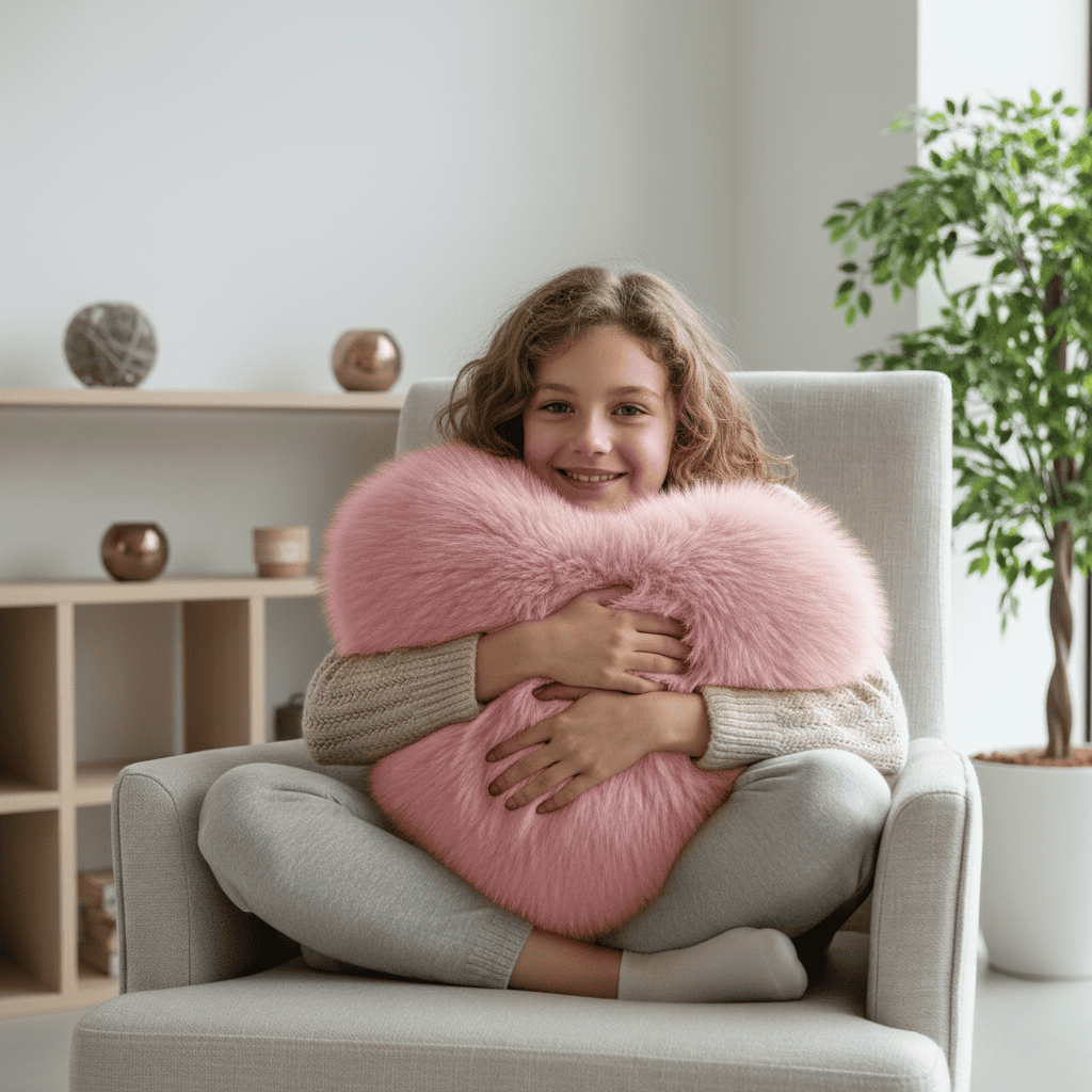 Koadclo | Heart-Shaped Faux Fur Pillow for Warm & Modern Living Spaces