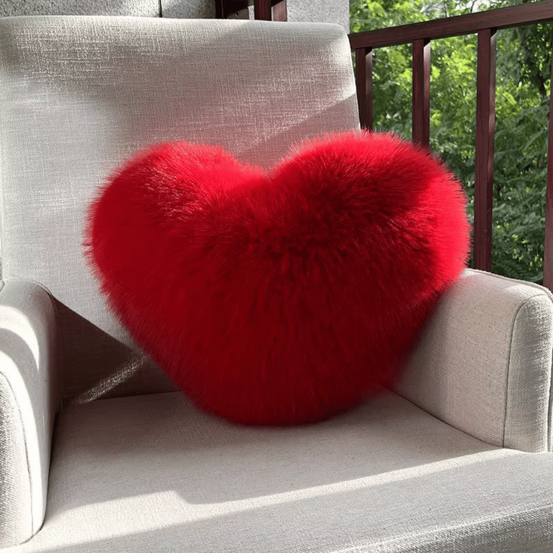 Koadclo | Heart-Shaped Faux Fur Pillow for Warm & Modern Living Spaces
