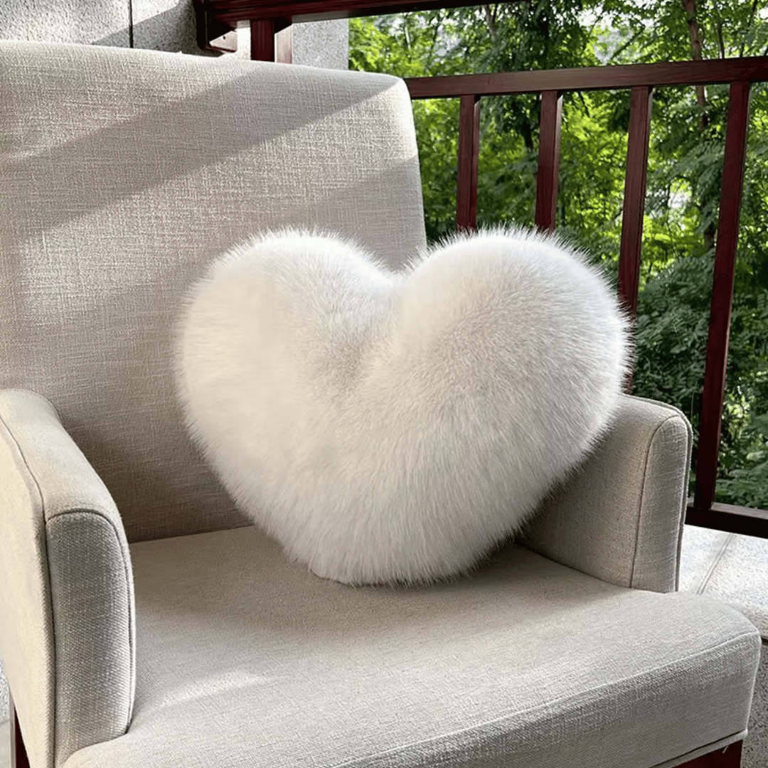 Koadclo | Heart-Shaped Faux Fur Pillow for Warm & Modern Living Spaces