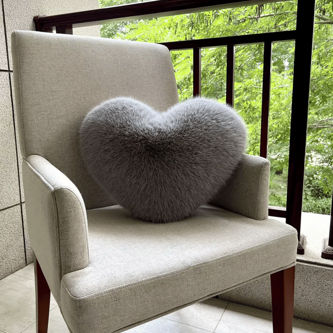 Koadclo | Heart-Shaped Faux Fur Pillow for Warm & Modern Living Spaces