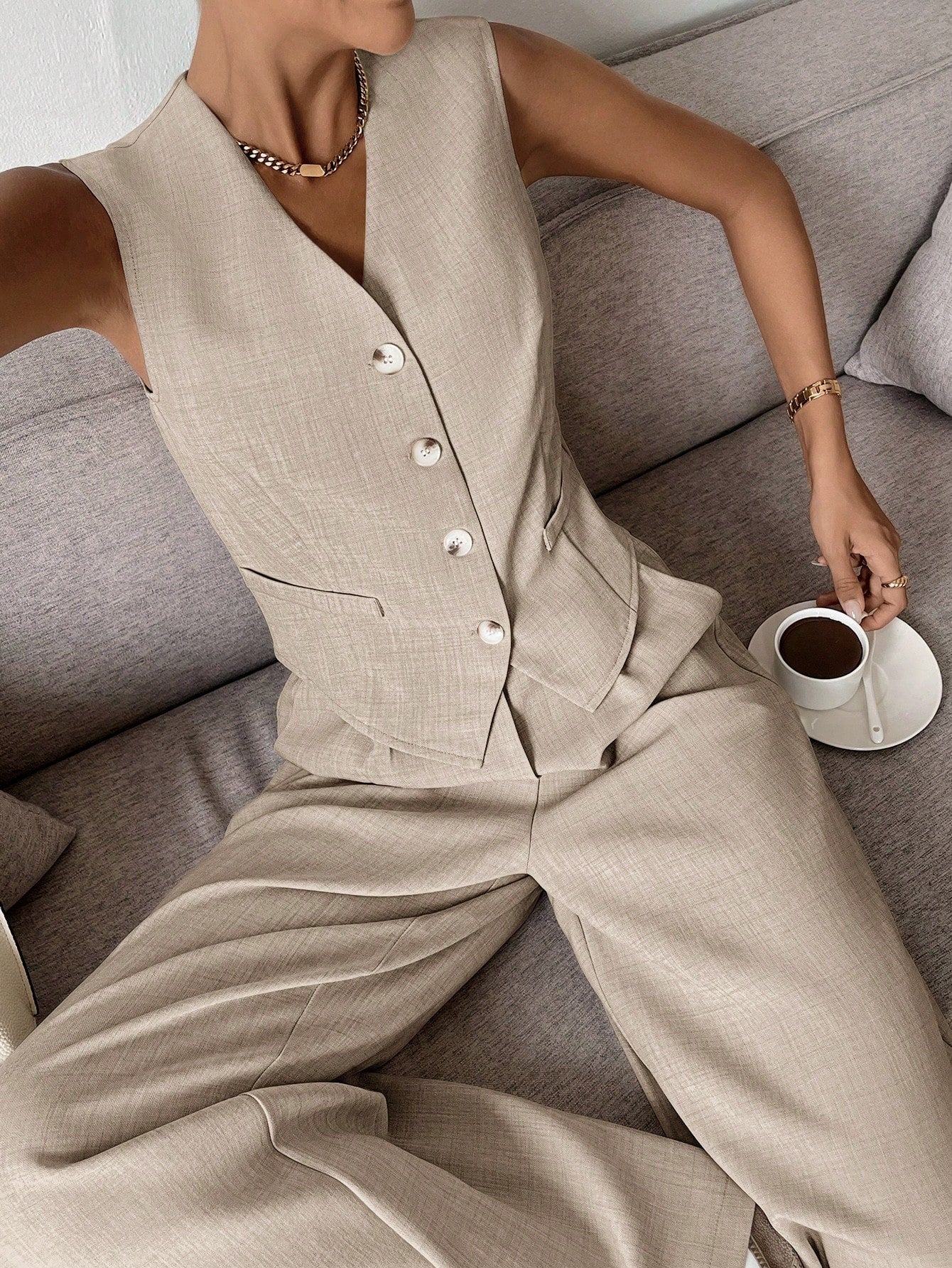 Jamaicah | Women’s Sleeveless Vest & Wide-Leg Pants Set