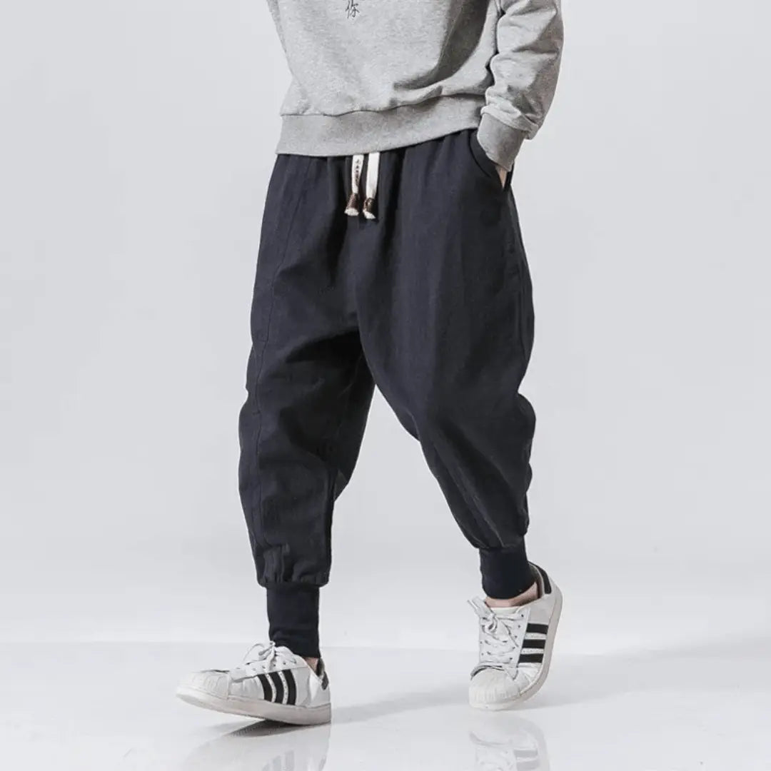 Kenji | Men’s Premium Cotton Blend Drop-Crotch Pants