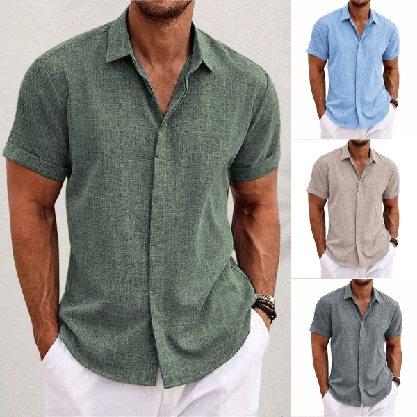 Lauro Men’s Linen Summer Shirt – Lightweight Breathable Casual Shirt