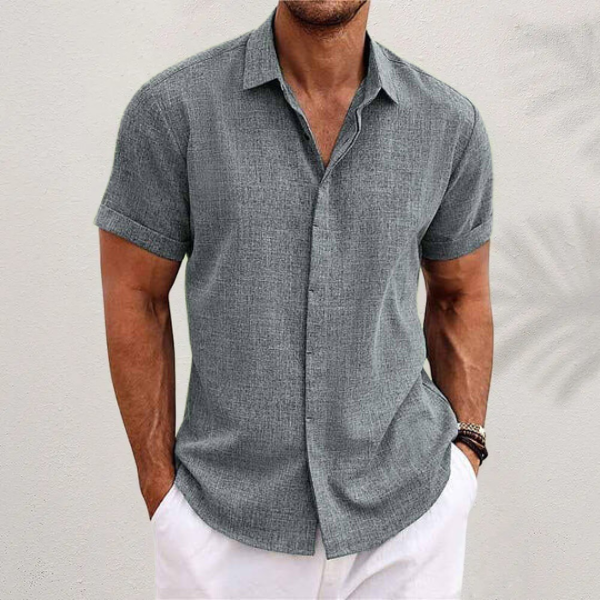Lauro Men’s Linen Summer Shirt – Lightweight Breathable Casual Shirt