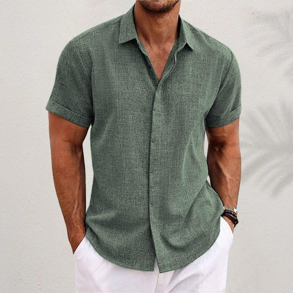 Lauro Men’s Linen Summer Shirt – Lightweight Breathable Casual Shirt