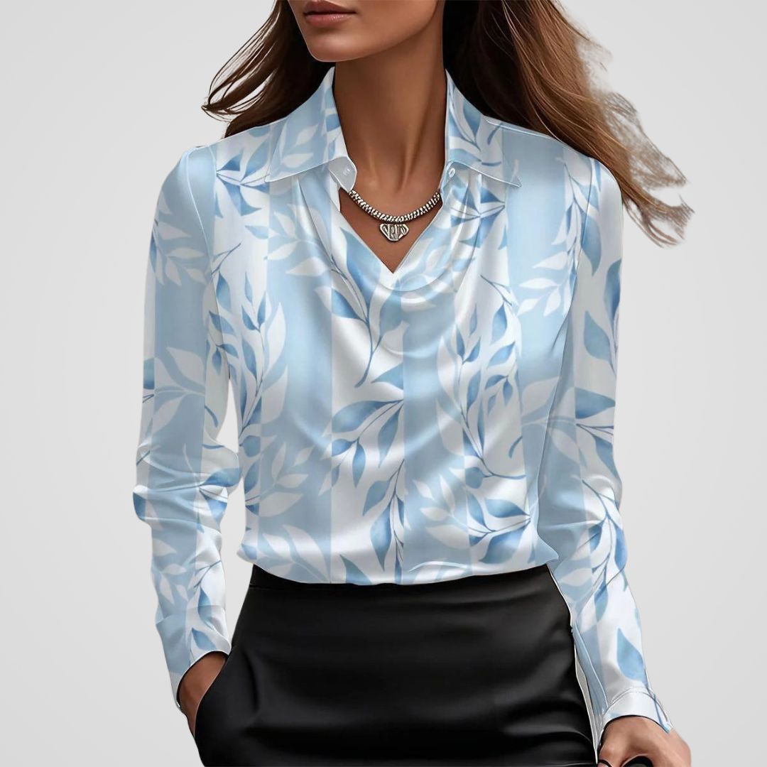Malvina | Women’s Draped Neck Satin Blouse