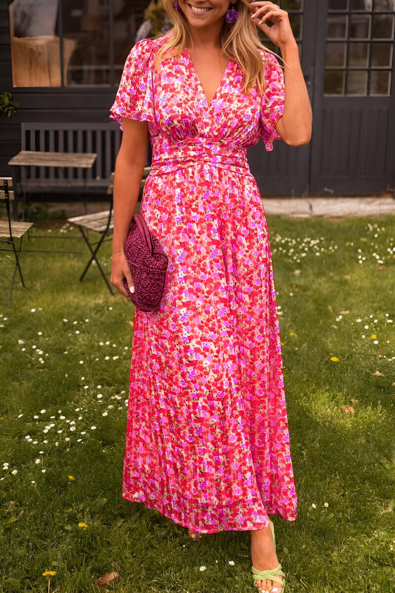 Marinilla | Women’s Floral Maxi Dress with V-Neck