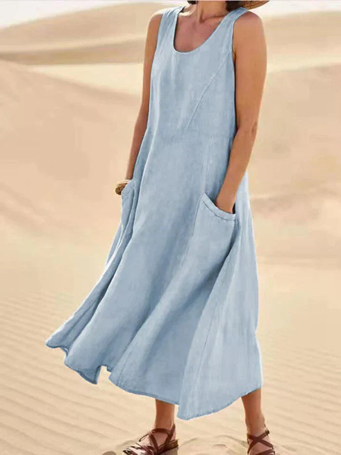Melody | Women’s 100% Linen A-Line Pinafore Dress