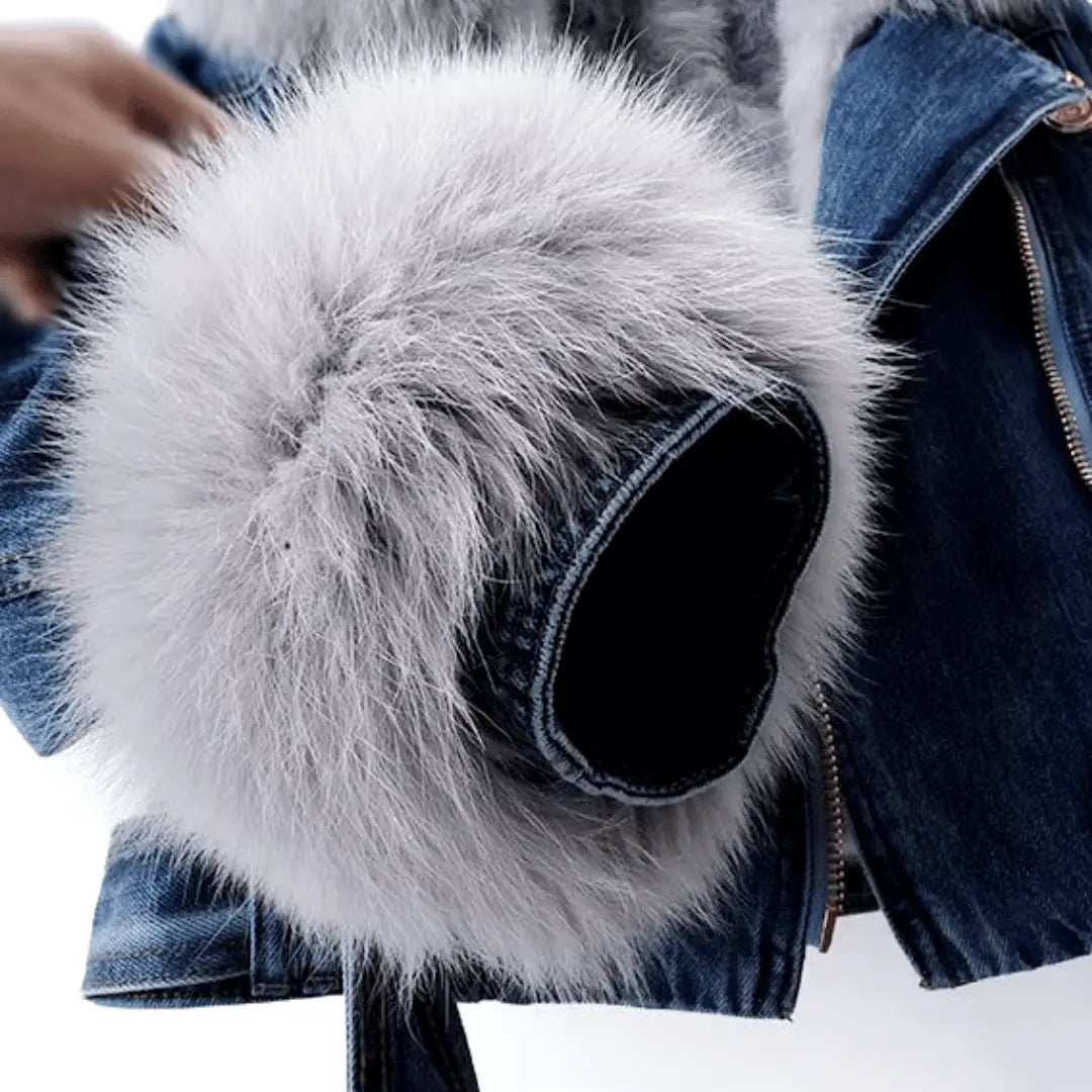Mona | Women’s Urban Elegance Denim & Fur Jacket