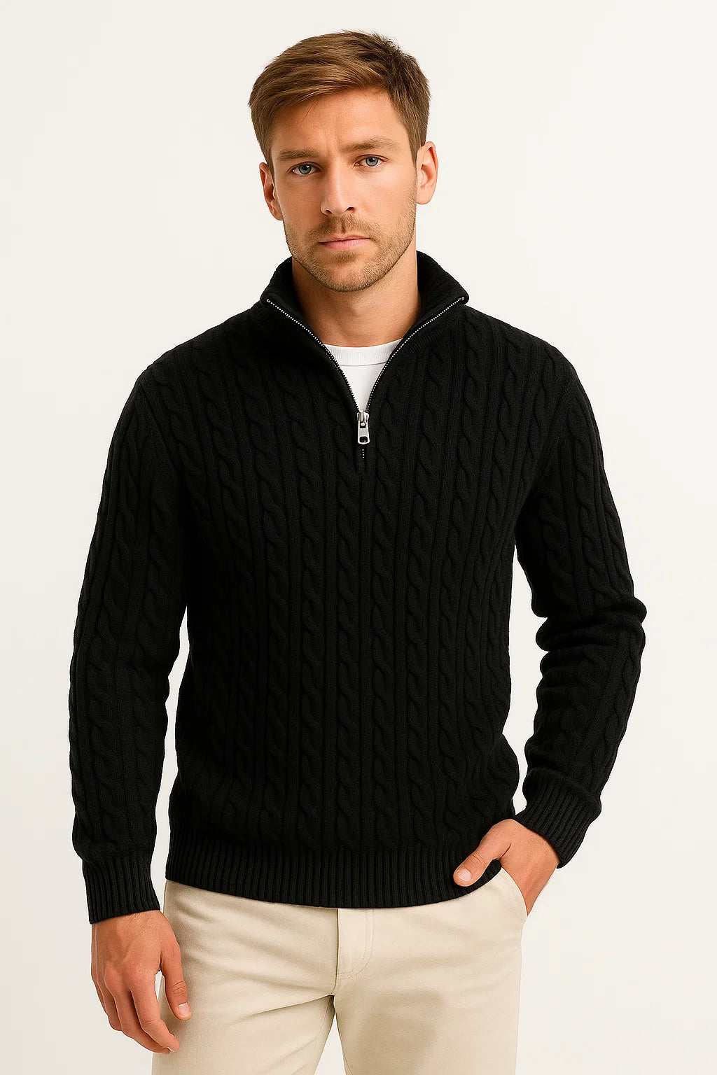 Niels | Men’s Cable Knit Quarter-Zip Sweater